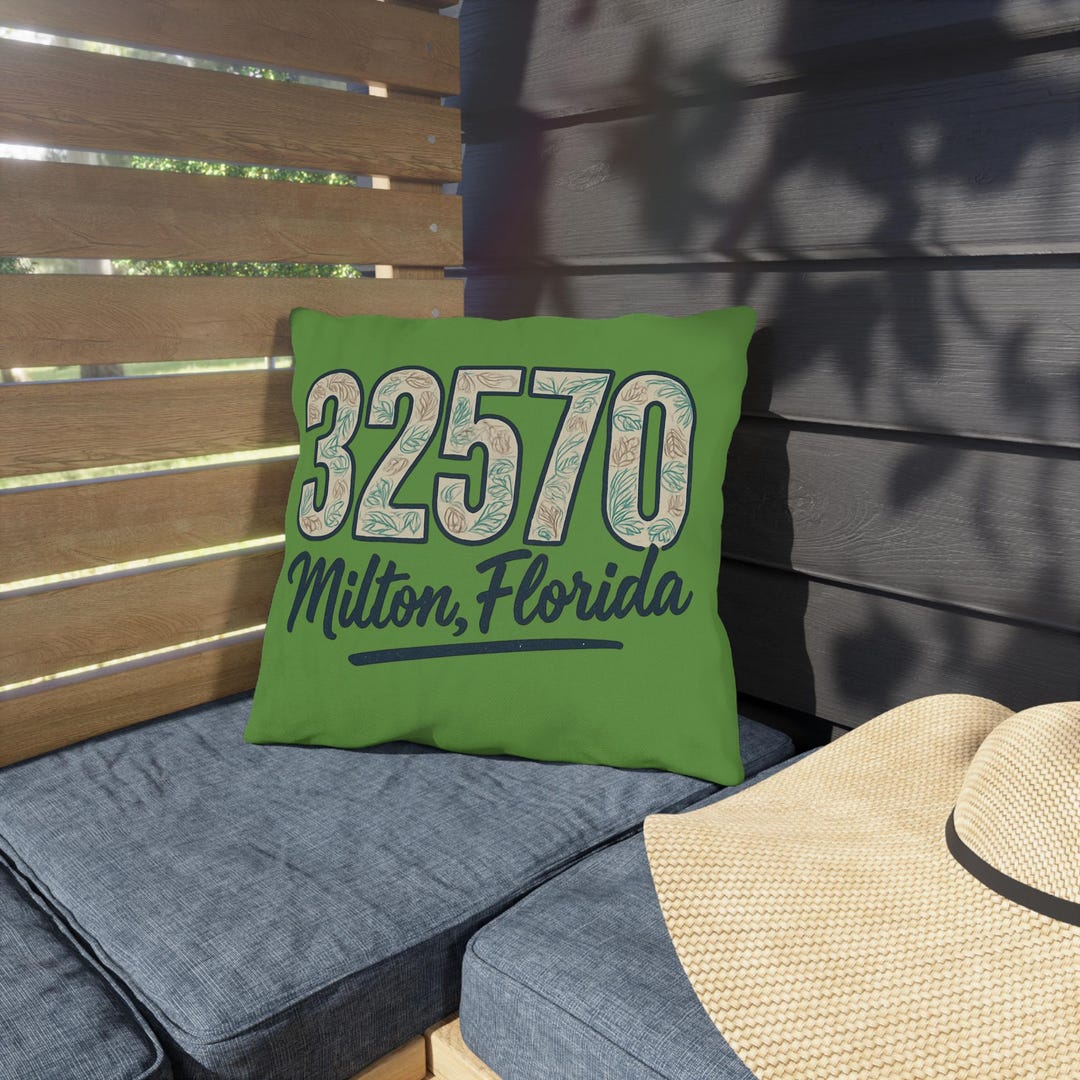 32570 Milton Florida Outdoor Pillow | Coastal Floral Zip Code Throw ...
