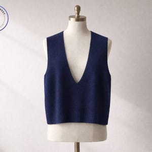 Loose Knit V-Neck Vest Top | Sleeveless A-Line Pullover Sweater