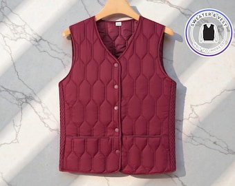 Quilted Button Vest | Sleeveless Padded Layering Jacket