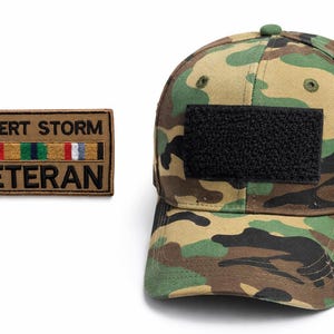 Desert Storm • Cappello tattico multicam con area patch • Cappellino da baseball mimetico • Cappellino regolabile in stile militare per patch con gancio e passante
