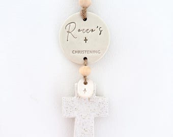 Handmade Ceramic Cross – Personalised Christening / Baptism Keepsake