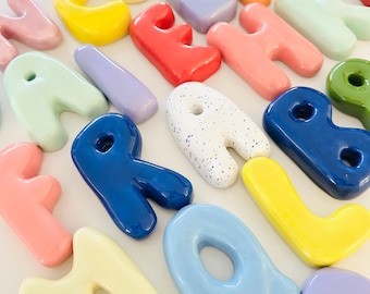 Handmade Ceramic Bubble Letters, Glossy Wall Decor, Personalized Nursery Name Sign