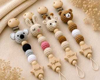 Clip de bebé de ganchillo con forma de animal, accesorio hecho a mano para guardería, regalo neutro para bebé, recuerdo para recién nacido, regalo para baby shower, regalo para padres primerizos.