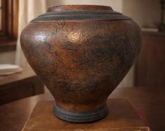Neff 1993 Studio Pottery Urn | Brutalist Metallic Ceramic Vessel | Earthy Wabi Sabi Decor