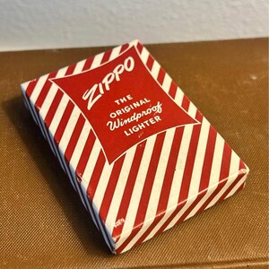 Vintage 1953-1955 Zippo Windproof Lighter in Original Candy Stripe Box | Brushed Chrome Pat. 2517191 image 2