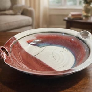 Aardewerkschaal Jerry Pollari Studio | Abstracte ossenbloedkom | Keramische kunst Oregon