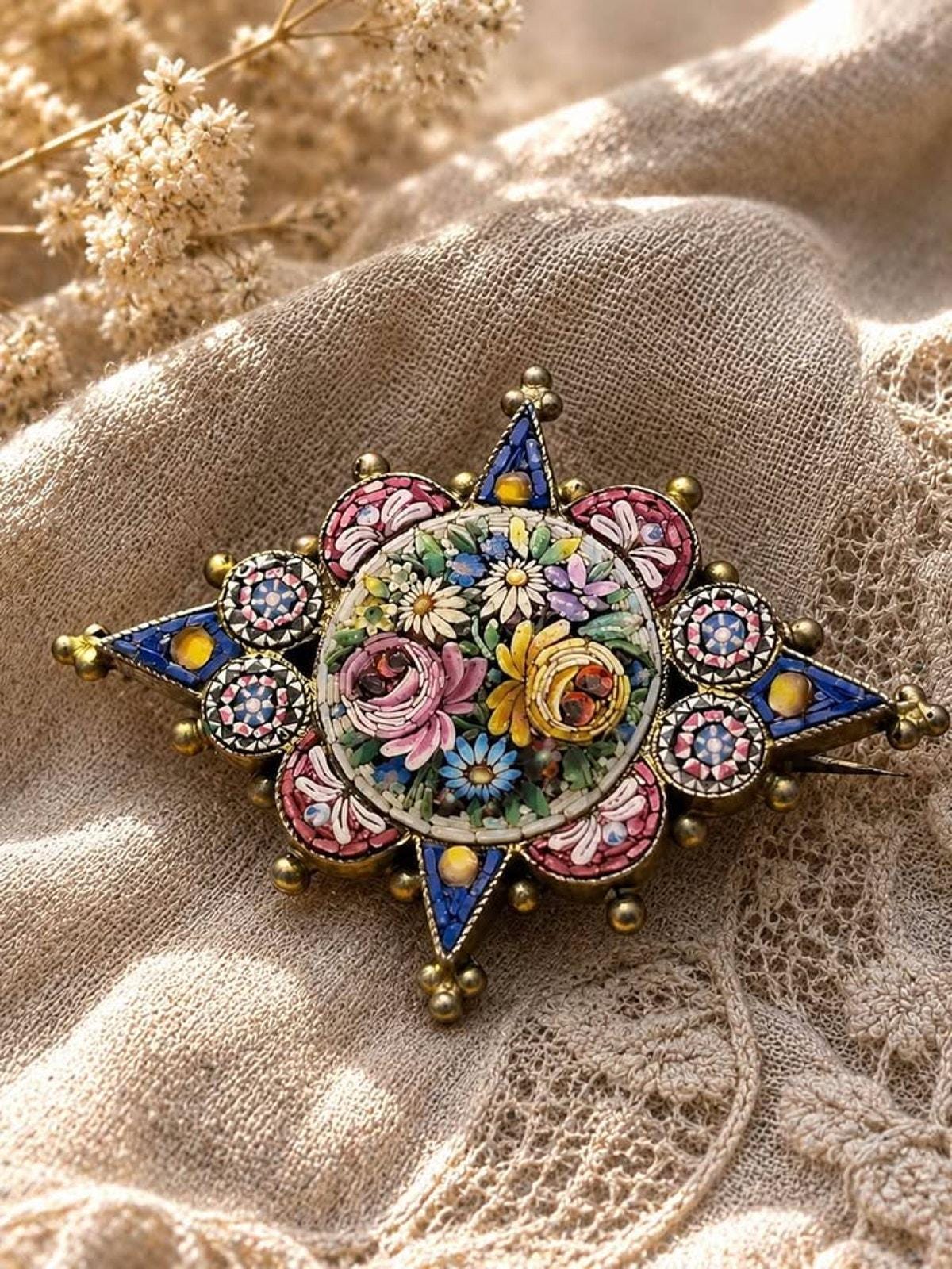 マイクロモザイク　ベネチアンガラス　まとめ ブローチ ペンダント　イタリア産 Italian micro mosaic jewelry - Etsy 日本