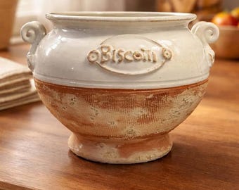 Tarro de terracota rústico italiano para biscotti (sin tapa)