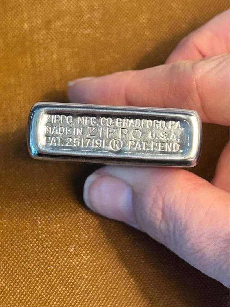 Vintage 1953-1955 Zippo Windproof Lighter in Original Candy Stripe Box | Brushed Chrome Pat. 2517191 image 9