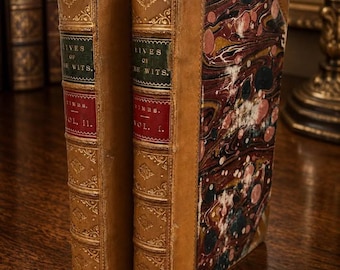 Antieke 1862 Lives of Wits and Humourists door John Timbs, set van 2 delen, Hendersyde ex-libris