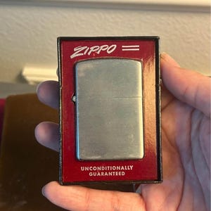Vintage 1953-1955 Zippo Windproof Lighter in Original Candy Stripe Box | Brushed Chrome Pat. 2517191 image 5