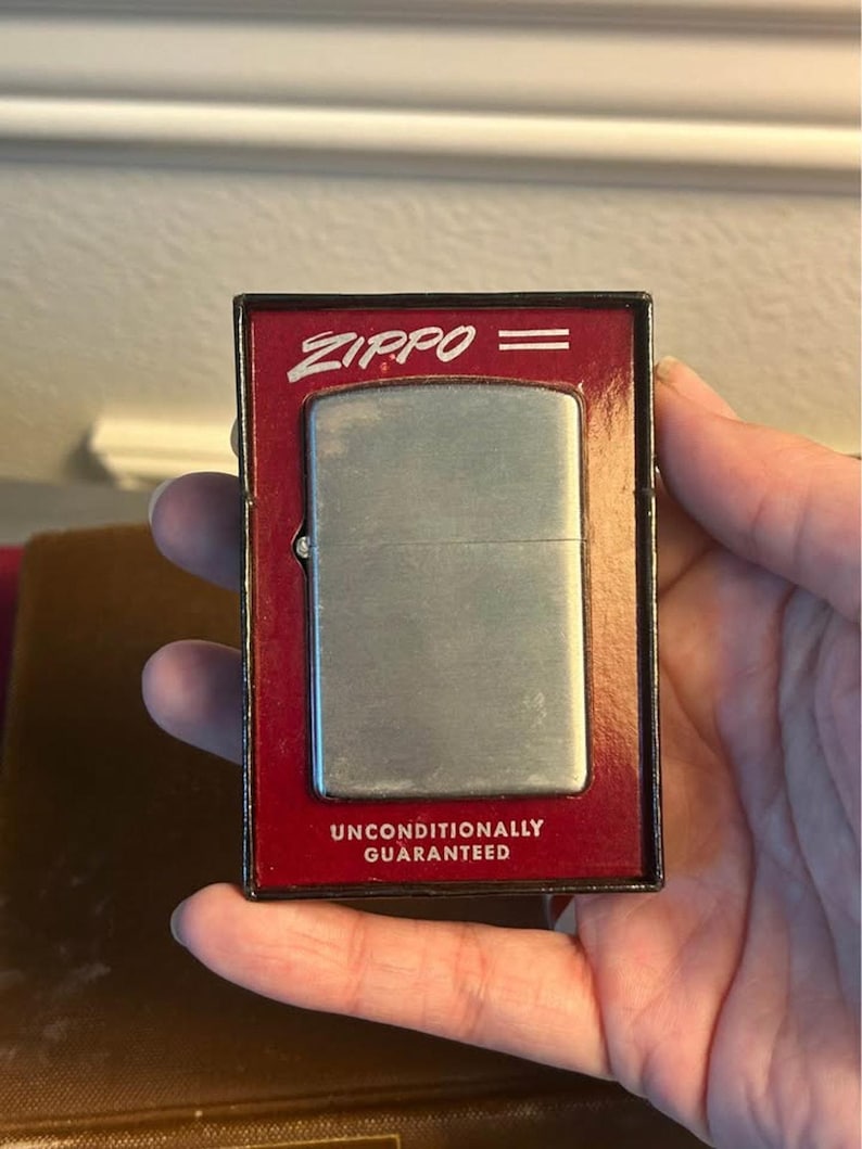 Vintage 1953-1955 Zippo Windproof Lighter in Original Candy Stripe Box | Brushed Chrome Pat. 2517191 image 5