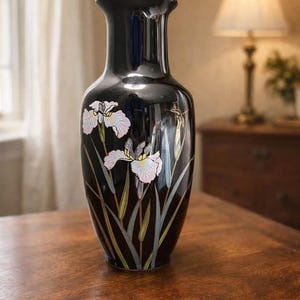 Kyoritsu Japan Svart Porslin Iris Vas