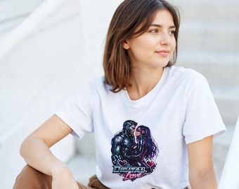 Amor digital – Camiseta de pareja ciberpunk: el amor futurista se fusiona con el romance neón