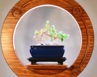 Custom LED grow light wood plant stand for indoor houseplants  17" X 19 1/2"