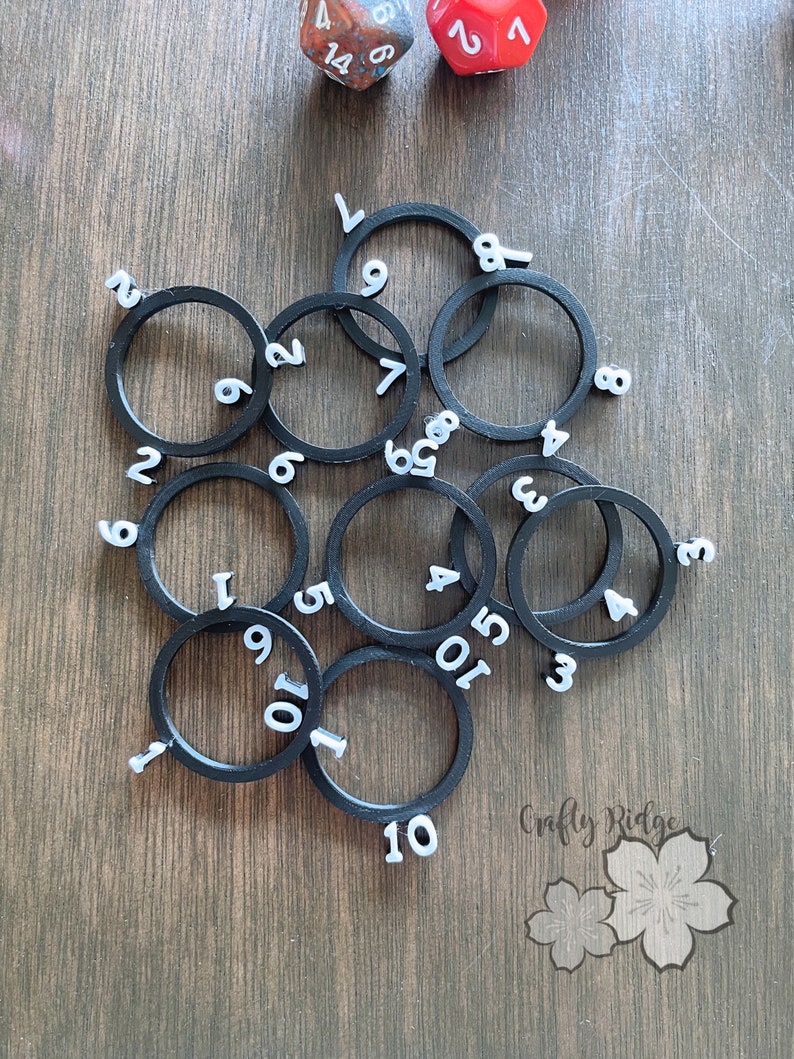 3D Printed Tabletop Number Rings (1-10) – D&D, Pathfinder Initiative ...