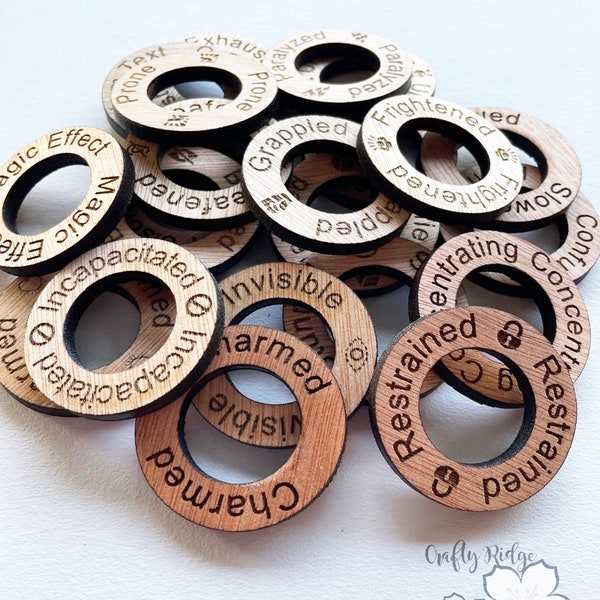 Table Top Condition Rings - Tokens - TTG Tokens -DND Tokens - Condition Tokens - Spell Tokens