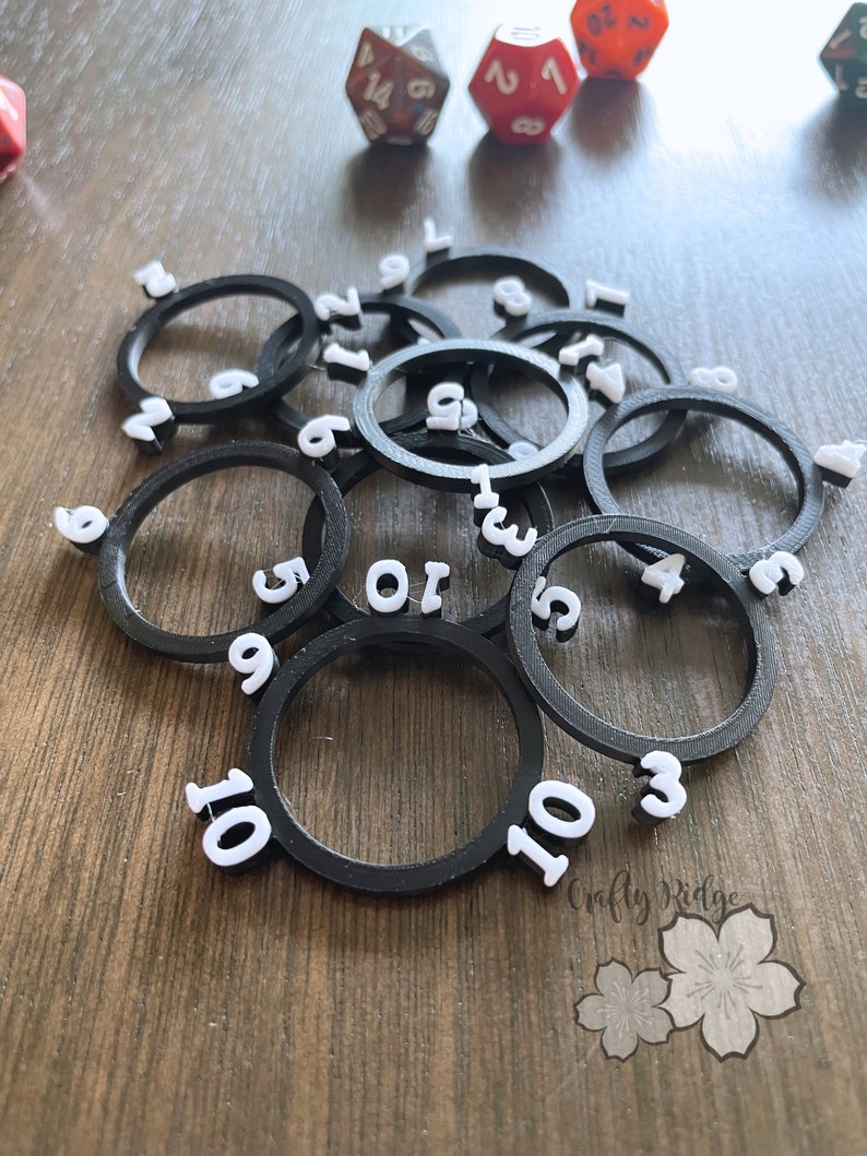 3D Printed Tabletop Number Rings (1-10) – D&D, Pathfinder Initiative ...
