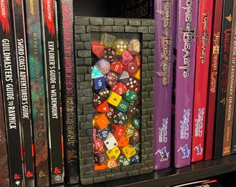 Dice Dungeon Book Nook: RPG Dice Display with Secret Storage