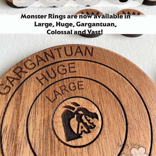 Monster Rings - Size Rings - Gaming Tokens - TTRPG Tokens - Table Top Gaming Tokens - Table Top Role Playing Accessories