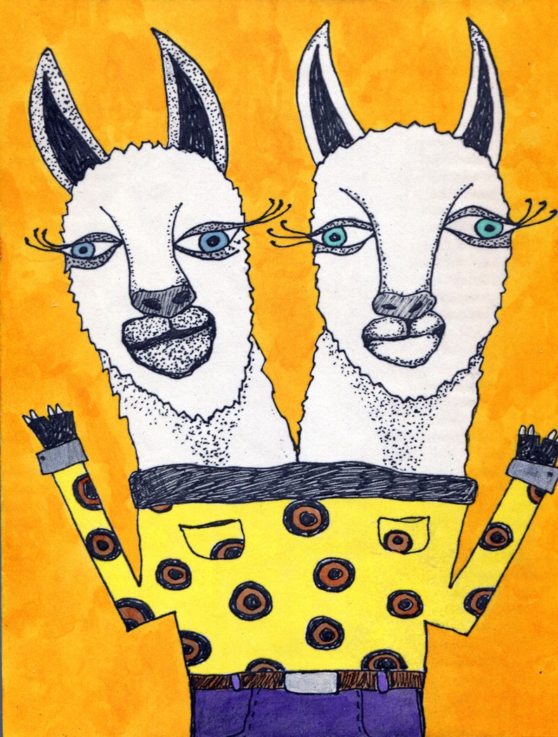 Original Art on Wood 8 x 10 Llama Sistahs