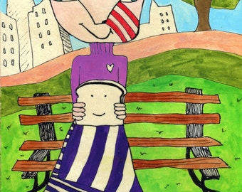 Park Lunch - Original Art on Wood