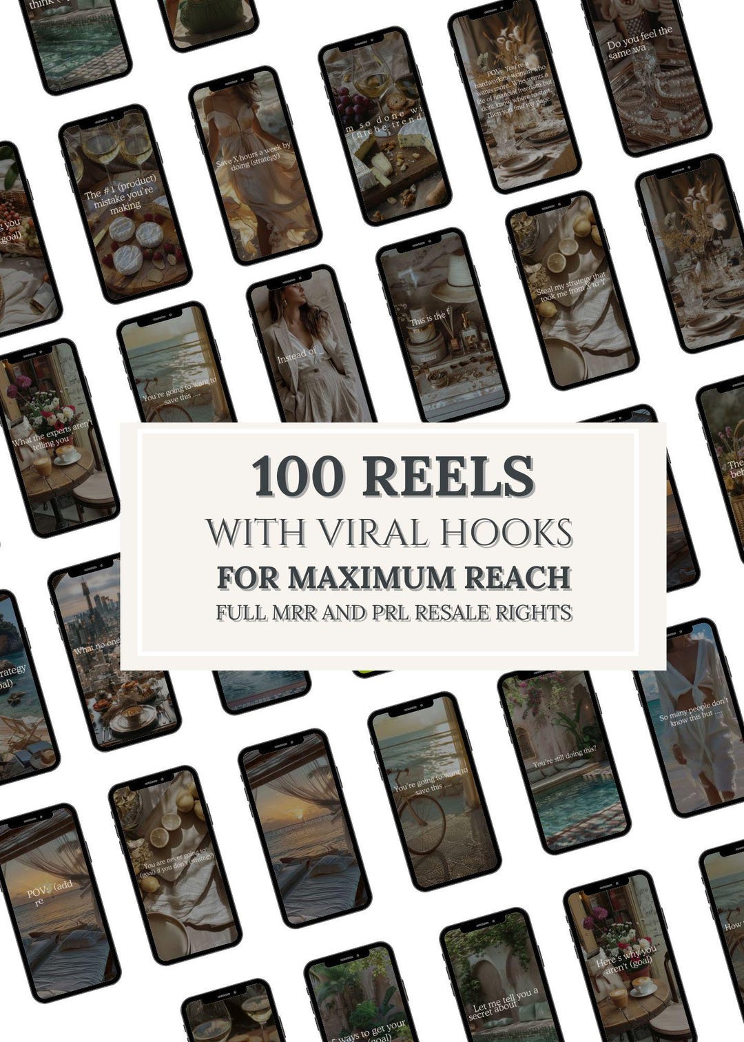 100 PLR MRR Faceless Reels With Viral Hooks for Instagram & Tiktok - Etsy