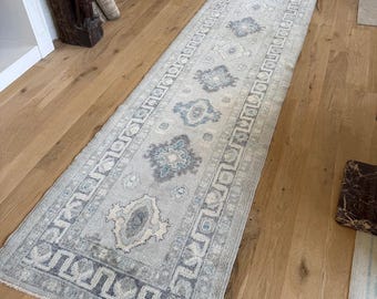 Alfombra de pasillo anudada a mano, alfombra de lana para recibidor.