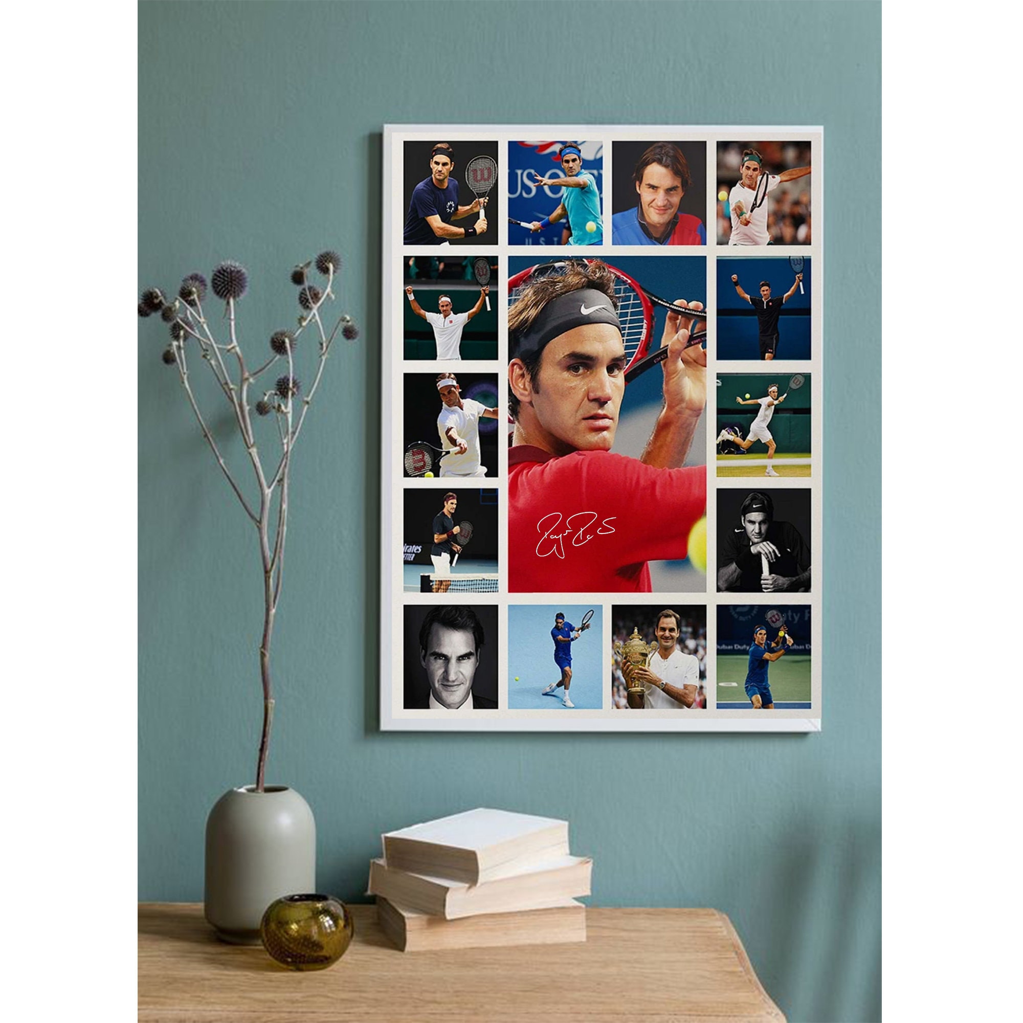 Roger Federer Signature Canvas Poster