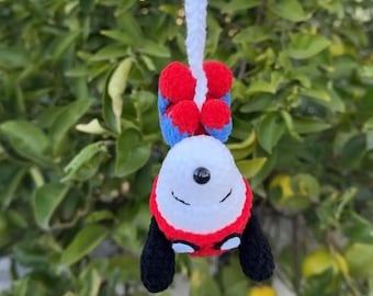 Crochet Spiderman Snoopy Car Charm, Handmade Puppy Rearview Mirror Decor