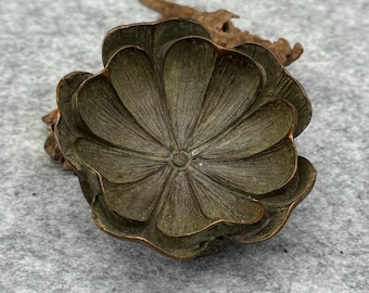 Vintage Bronze Lotus Flower ornament, Incense Holder,Zen Decor