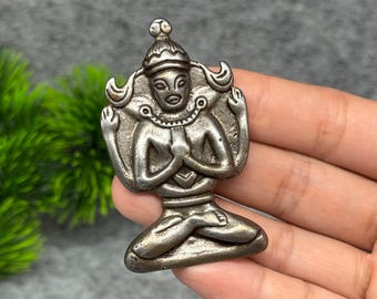 Four‑Armed Tibetan Deity Amulet, Sky Iron Talisman Pendant, Himalayan Protection Charm