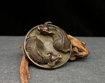 Antique Brass Yin Yang Ox Figurine – Feng Shui Desk Decor  Zodiac Gift