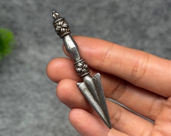Tibetan meteoric Iron Phurba Dagger Pendant, Sacred Ritual Protection Talisman Necklace