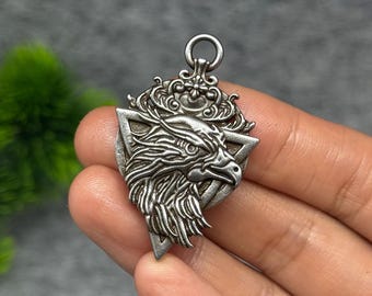 Tibetan Meteoric Iron Eagle Head Pendant,Hexagram Talisman, Occult Amulet Necklace Charm