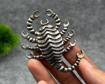 Tibetan Meteorite Iron Scorpion Amulet Brooch,Buddhist amulet, Scorpio Totem Jewelry