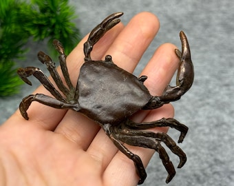 ヴィンテージのブロンズ彫刻のカニ像。装飾品