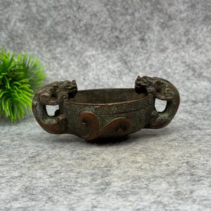 Vintage Bronze geschnitzte Drachen Weihrauch-Brenner, Dekoration & Feng Shui Statue