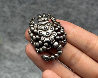 Tibetan Iron Scorpion Pendant – Wrathful Guru Rinpoche 9-Headed Amulet for Protection