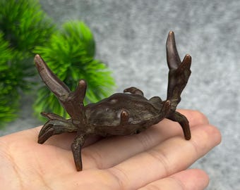 Vintage Bronze Crab Figurine ornament,tea pet decoration