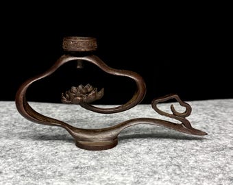 Vintage bronze lotus-pattern incense burner statue, with exquisite decorative clouds, as a fine gift item