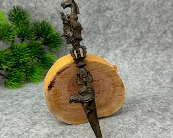 Vintage bronze carved Tibet Exorcism Dharma Instruments -- Demon-Subduing Pestle, Home decortion, Feng Shui statue