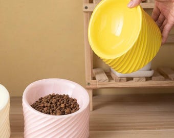 Gamelle en céramique inclinée surélevée pour animaux de compagnie – Gamelle inclinée surélevée pour chats et petits chiens