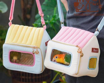 Bolsa de transporte portátil para pájaros: bolsa de viaje impermeable para loros con malla de ventilación.
