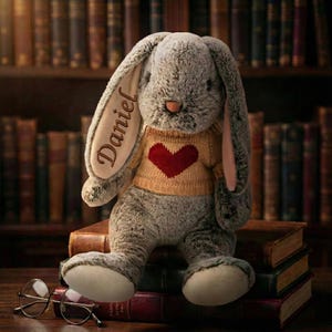 Vintage Style Knitted Sweater Bunny, Victorian Aesthetic Rabbit Doll, Old Fashioned Stuffed Animal, Personalized Classic Toy Gift