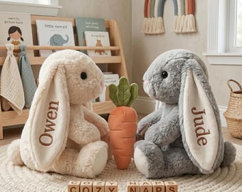 Personalized 6.3in Plush Bunny Doll With Baby's Name,Customizable Name Bunny Plush Doll,Baby Gift Pocket Plush Bunny With Name,Pocket Bunny