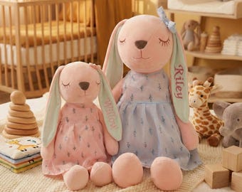 Big Sister Little Sister Gift, Matching Personalized Bunnies, Sibling Easter Set, Custom Name Plush Dolls, Ballerina Rabbit, Cousins Gift