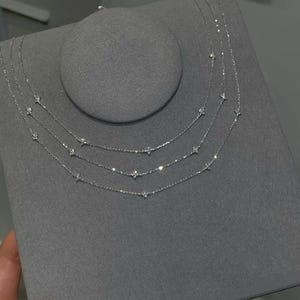 18K Gold Diamond Station Necklace | Four Leaf Clover Star Necklace | Dainty or Large Diamond Chain | Everyday Fine Jewelry image 10