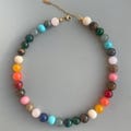 12mm Gemstone Beaded Necklace, Lapis Lazuli, Rose Quartz, Boho Choker