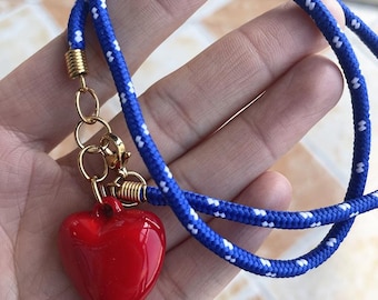 Custom Color Heart Pendant Necklace, Boho Paracord Jewelry